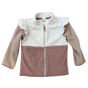 12-18m Toddler Girl Fleece Zip-up Jacket Girly Neutral Ruffles